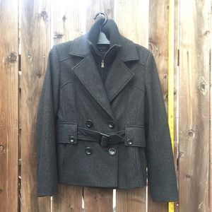 Guess Peacoat Medium Wool Coat Belted Gray Double
